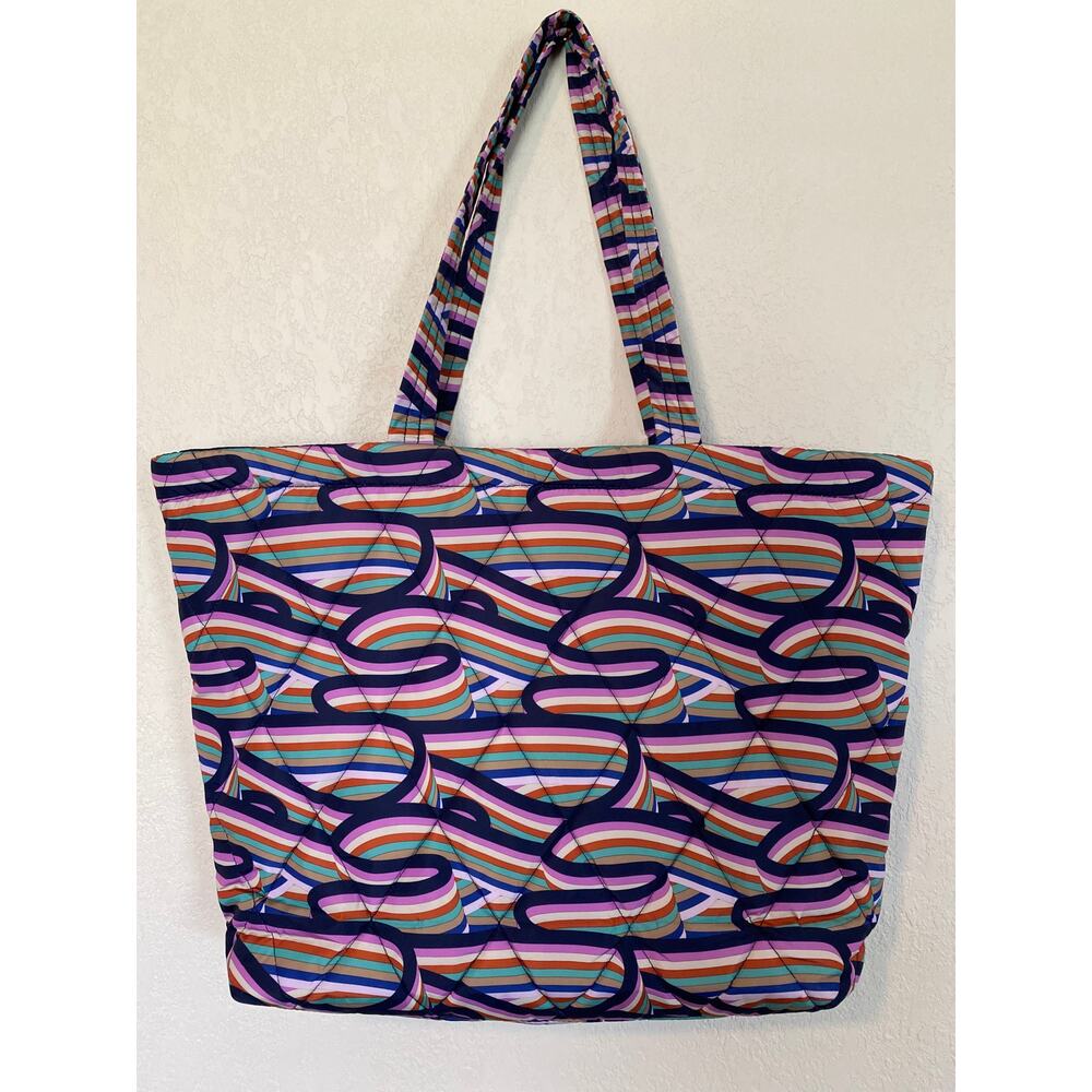 Vera Bradley Large East West Tote in the Retro Ribbons pattern. - Picture 3 of 9